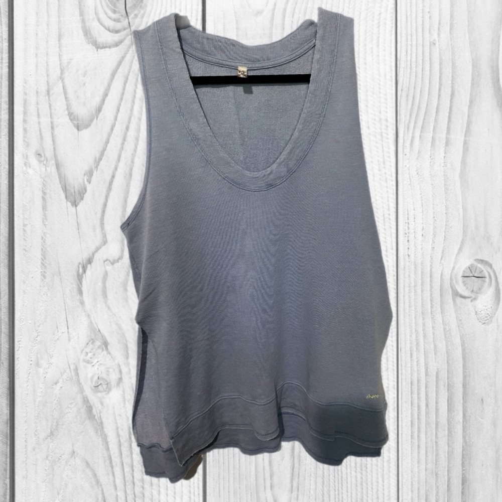 Free People Gray Ribbed Relaxed Tank Top